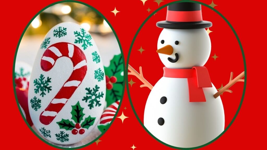 Candy Cane and Snowman Rocks