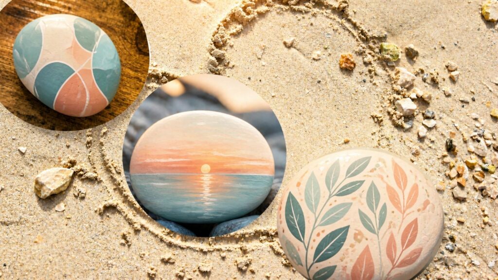 simple rock painting designs polka dots gradient hearts abstract colors